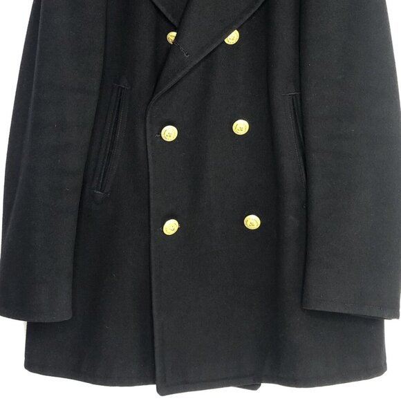 VTG Mens US Navy Coat Overcoat 100% Wool 40R Gold Eagle Buttons Double-breasted - Picture 2 of 12